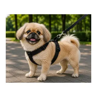 Gezdirme Kayışlı Dokuma Köpek Göğüs Tasma Seti 32*47-110 cm Siyah