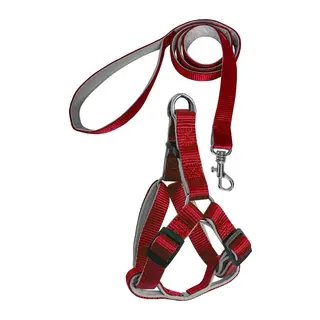 Gezdirme Kayışlı Dokuma Köpek Göğüs Tasma Seti 52*73-110 cm Kırmızı