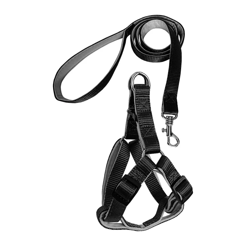 Gezdirme Kayışlı Dokuma Köpek Göğüs Tasma Seti 52*73-110 cm Siyah