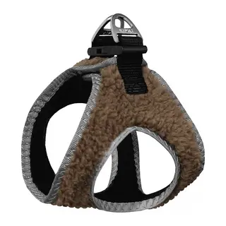 Üç Kilitli Kürklü Kedi Köpek Göğüs Tasması 20-24 cm -Small Taba