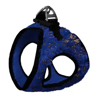 Üç Kilitli Simli Peluş Kedi Köpek Göğüs Tasması 20-24 cm -Small Lacivert