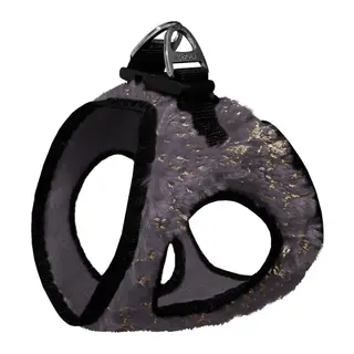 Üç Kilitli Simli Peluş Kedi Köpek Göğüs Tasması 24-28 cm XX-Small Gri