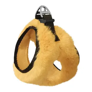 Üç Kilitli Peluş Kedi Köpek Göğüs Tasması 20-24 cm -Small Sarı