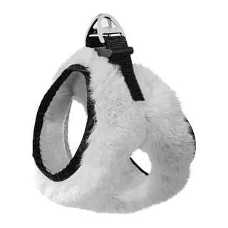 Üç Kilitli Peluş Kedi Köpek Göğüs Tasması 20-24 cm -Small Beyaz
