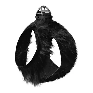 Üç Kilitli Peluş Kedi Köpek Göğüs Tasması 24-28 cm XX-Small Siyah