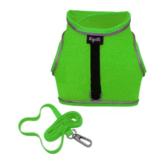 Çift Kilitli Sportif Kedi Köpek Göğüs Tasma Seti 34-44 cm Large Yeşil