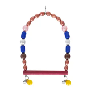 Ahşap Tünekli Papağan Ve Muhabbet Kuşu Salıncağı 10-16 cm Yeşil