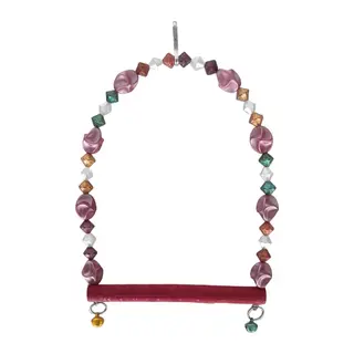 Boncuklu Ve Tünekli Kuş Salıncağı 10 cm-14 cm Bordo