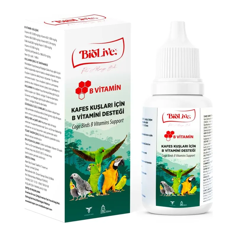Biolive B-min Kuşlar İçin Döküm Desteği 50ml