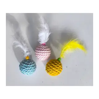 Renkli Jut Örgü Kedi Oyun Topu Çeşitli Renklerde 5 cm