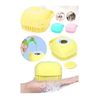 Şampuan Hazneli Kedi Köpek Duş Fırçası 11 cm Sarı