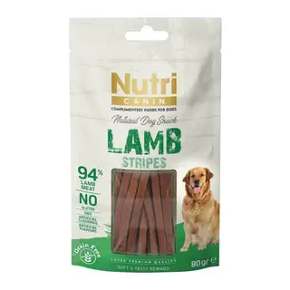 Nutri Canin Tahılsız Kuzulu Şeritler Köpek Ödül sı 80gr