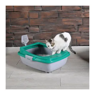Karamel Izgaralı Açık Kedi Tuvaleti Çeşitli Renklerde + Kürek li