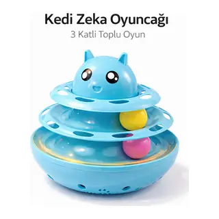 Hacıyatmaz Kedi Oyuncağı 3 Katlı Toplu Zeka Oyuncağı 20x21 cm – Devrilmez Interaktif Oyuncağı