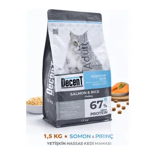 Decent Sensitive Skin Somon & Pirinç Yetişkin Kedi sı 1,5 Kg