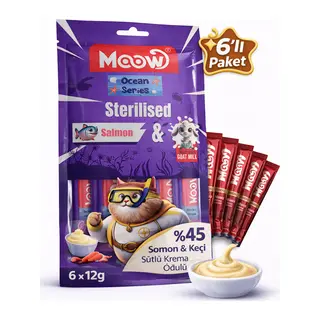Creamy Somonlu ve Keçi Sütlü Kısırlaştırılmış Sıvı a Kedi Ödülü 6x12 gr