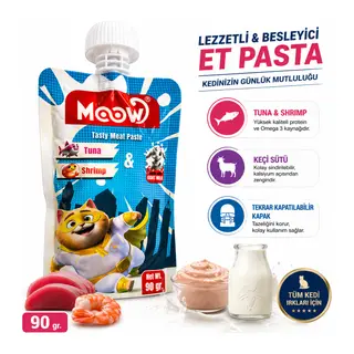 Moow Taze Ton lı Karidesli ve Keçi Sütlü Kedi Et Ezmesi 90 gr