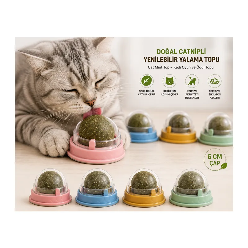 Doğal Catnipli Yenilebilir Kedi Nanesi Yalama Topu – 6 CM