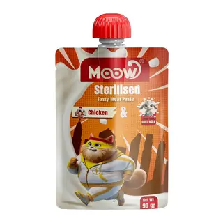 Moow Kısırlaştırılmış Kedi İçin Tuklu Keçi Sütlü Kedi Et Ezmesi 90 gr