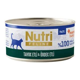 Nutri Feline Tuk ve Ördek Etli Tahılsız Prebiyotik İleli Ezme Yetişkin Kedi Konservesi 70gr