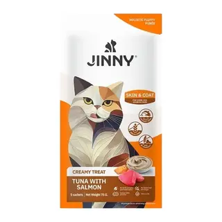 Jinny Creamy Skin Coat Ton lı ve Somonlu Kedi Sıvı Ödül sı 5x15 gr
