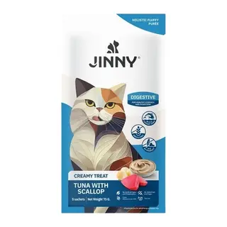 Jinny Creamy Digestive Hasas Sindirim için Ton lı ve Deniz Taraklı Kedi Ödül sı 5x15 gr