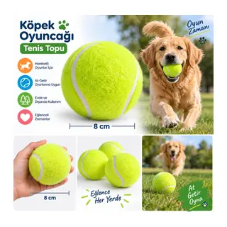 KP Köpek Oyuncağı Tenis Topu Sert 2’li 8 cm – Dalı Köpek Topu