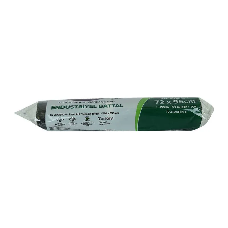 Torbası Battal Boy 72x95Cm 400Gr 64Mikron 70Lt Siyah Rulo 10 Adet