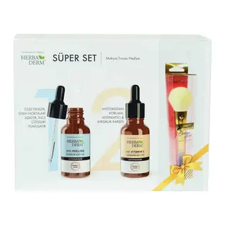 Süper Set Superserum Aha-Peeling 30 ML + Saf min C 30 ML + Makyaj Fırçası