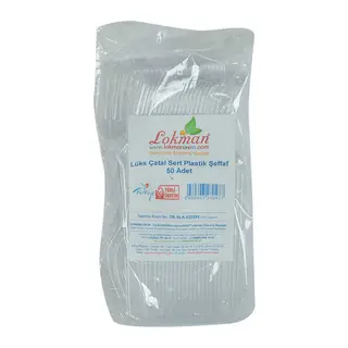 Lüks Çatal Sert Plastik Şeffaf 50 Adet 1 Paket