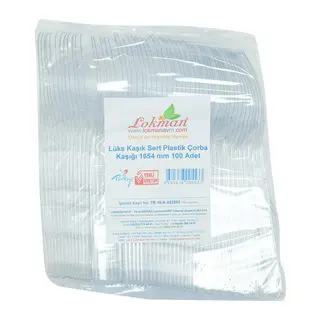 Lüks Kaşık Sert Plastik Çorba Kaşığı 1654 mm Şeffaf 100 Adet 1 Paket