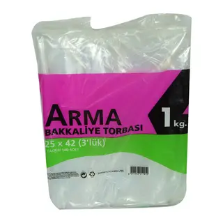 Naylon Torba Arma Şeffaf Bakkaliye Kuruyemiş Şeker Torbası 25x42 (3 lik) Takribi 140 Adet 1000 Gr