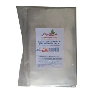 Jelatin Torba Poşet 12X20 Cm Şeffaf Kalın Mikron 1000 Gr 1 Paket