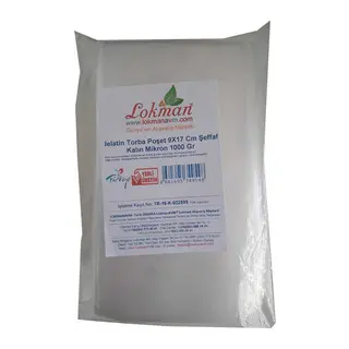 Jelatin Torba Poşet 9X17 Cm Şeffaf Kalın Mikron 1000 Gr 1 Paket
