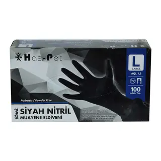 Pudrasız Siyah Nitril Eldiven Büyük Boy (L) 100 Lü Paket