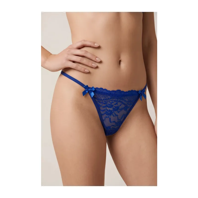 Saks Fiyonk Detaylı Çiçek Dantelli String Külot - Renkli / S