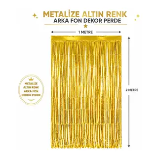 Gold Metalize Parti Perdesi 100x200 cm – Kapı ve Arka Fon Perdesi