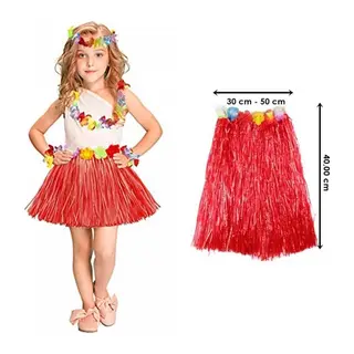 Hawaii Hula Eteği Kırmızı Renk 40 cm