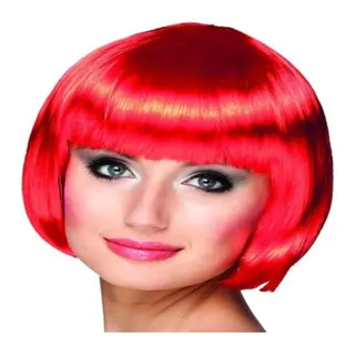 Kırmızı Renk Parti Peruğu Küt