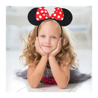 Kırmızı Fiyonklu Minnie Mouse Taç Fare Tacı Kafa Bı