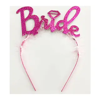 Fuşya Renk Bekarlığa Veda İtalik Yazı lı Bride Taç