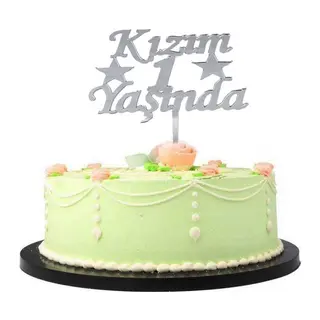 Kızım 1 Yaşında İlk Yaş Doğum Günü Partisi Pleksi Pasta Süsü Renk