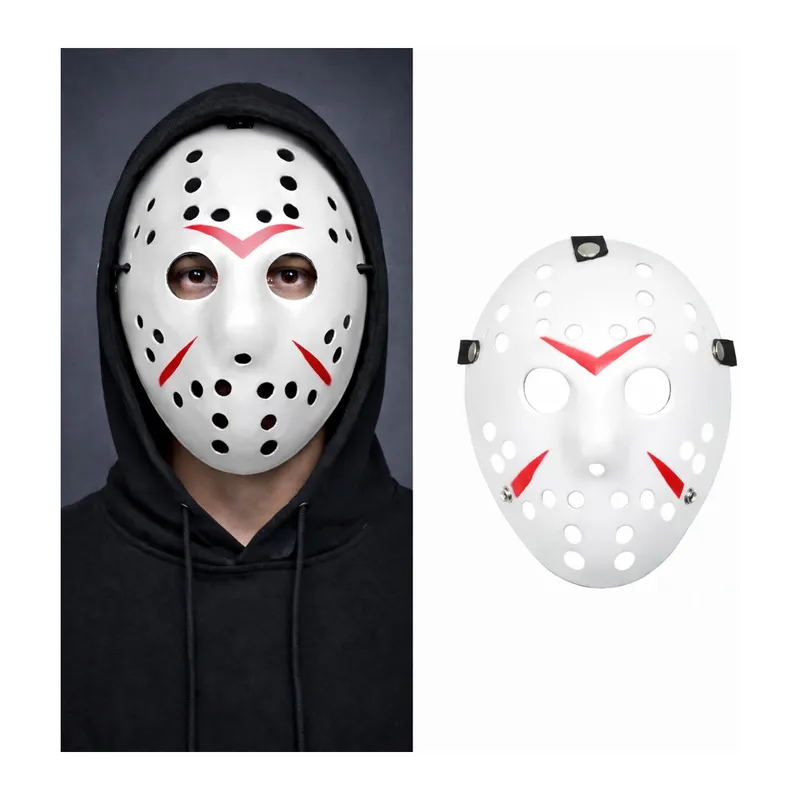 Beyaz Renk Kırmızı Çizgili Tam Yüz Hokey Jason si Hannibal si