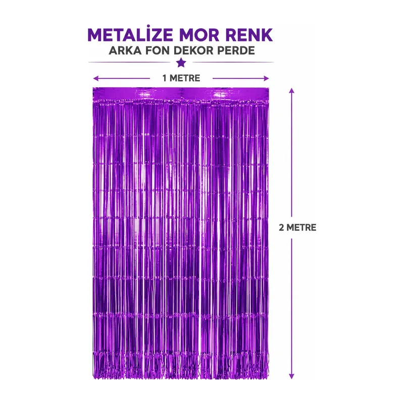 Mor Metalize Parti Perdesi 100x200 cm – Kapı ve Arka Fon Perdesi