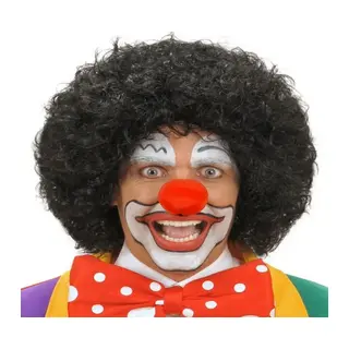 Siyah Renk Kıvırcık Afro Bonus Peruk ve Kırmızı Sünger B Seti