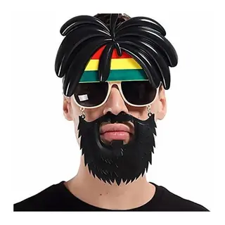 Rasta Peruklu Rasta Sakallı Bob Bıyıklı Parti Gözlüğü 27x18 cm