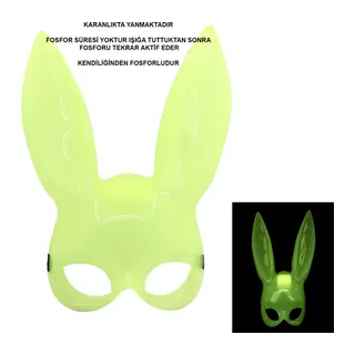 Karanlıkta Parlayan Fosforlu Tşan Maskesi – Glow Bunny Masquerade Maske (32x22 cm)