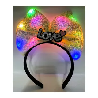 Led Işıklı 3 Farklı Fonksiyonda Yanan Love Yazılı Sarı Fiyonk Taç 20X17 cm
