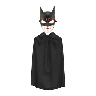 Batman si Cat Woman ve Batman Pelerini 90 cm Siyah Renk Set