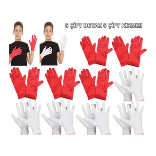 Çuk Gösteri Eldiven Seti – 5 Çift Beyaz & 5 Çift Kırmızı